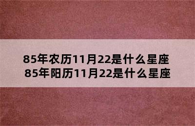 85年农历11月22是什么星座 85年阳历11月22是什么星座